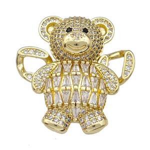Copper Bear Pendant Pave Zirconia 2loops Gold Plated, approx 30mm [FD15040]