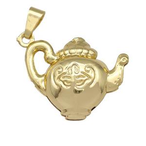 Copper Teapot Pendant Gold Plated, approx 20-25mm [FD15041]