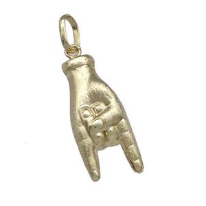 Copper Hand Sign Pendant Brushed Gold Plated, approx 16-37mm [FD15048]