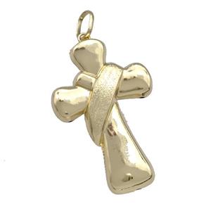 Copper Cross Pendant Brushed Gold Plated, approx 38-60mm [FD15051]