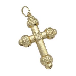 Copper Cross Pendant Brushed Gold Plated, approx 43-60mm [FD15052]
