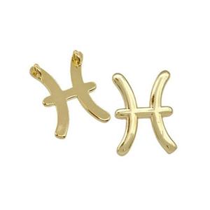 Copper Pendant Zodiac Signs Pisces Gold Plated, approx 10-14mm [FD15069]