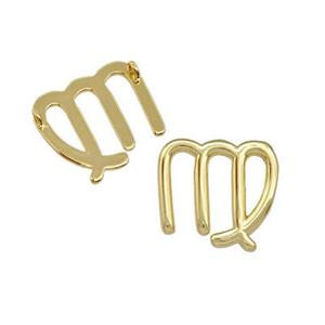 Copper Pendant Zodiac Signs Virgo Gold Plated, approx 14-16mm [FD15072]