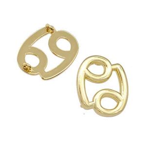 Copper Pendant Zodiac Signs Cancer Gold Plated, approx 14-17mm [FD15073]
