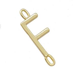 Copper Connector Letter-F Gold Plated, approx 7-15mm [FD15081]