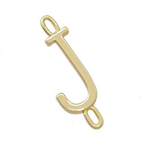 Copper Connector Letter-J Gold Plated, approx 7-15mm [FD15085]