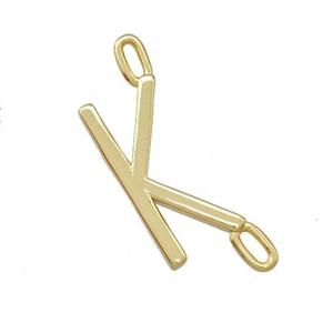 Copper Connector Letter-K Gold Plated, approx 7-15mm [FD15086]