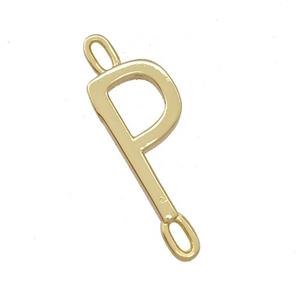 Copper Connector Letter-P Gold Plated, approx 7-15mm [FD15091]