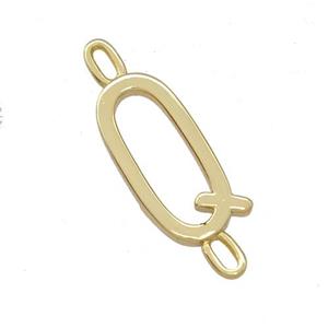 Copper Connector Letter-Q Gold Plated, approx 7-15mm [FD15092]