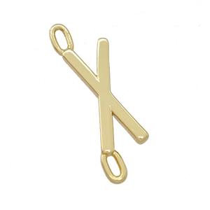 Copper Connector Letter-X Gold Plated, approx 7-15mm [FD15099]