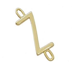 Copper Connector Letter-Z Gold Plated, approx 7-15mm [FD15101]