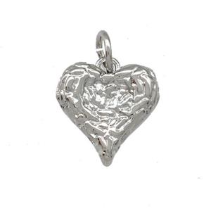 Copper Heart Pendant Hammered Platinum Plated, approx 11.5mm [FD15109]