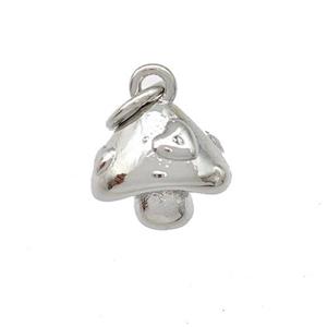 Copper Mushroom Pendant Platinum Plated, approx 8-9mm [FD15121]