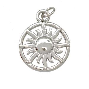 Copper Sun Pendant Platinum Plated, approx 15mm [FD15125]