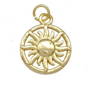 Copper Sun Pendant Gold Plated, approx 15mm [FD15126]