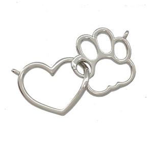 Copper Heart Paws Pendant Platinum Plated, approx 15-30mm [FD15128]
