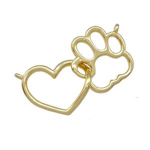 Copper Heart Paws Pendant Gold Plated, approx 15-30mm [FD15129]
