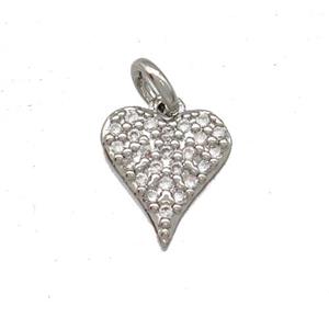 Copper Heart Pendant Micro Pave Zirconia Platinum Plated, approx 8mm [FD15133]