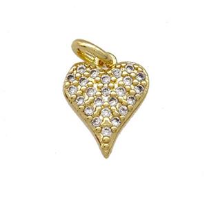 Copper Heart Pendant Micro Pave Zirconia Gold Plated, approx 8mm [FD15134]