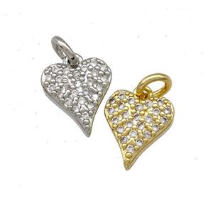 Copper Heart Pendant Micro Pave Zirconia Mixed, approx 8mm [FD15135]