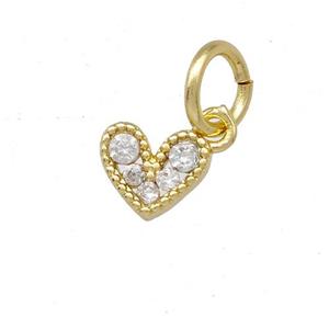 Copper Heart Pendant Pave Zirconia Gold Plated, approx 6mm [FD15141]