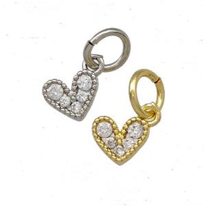 Copper Heart Pendant Pave Zirconia Mixed, approx 6mm [FD15142]
