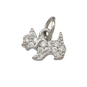 Copper Cat Charms Pendant Pave Zirconia Platinum Plated, approx 6-10mm [FD15143]