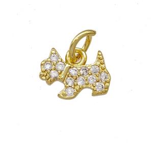 Copper Cat Charms Pendant Pave Zirconia Gold Plated, approx 6-10mm [FD15144]