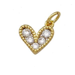 Copper Heart Pendant Pave Zirconia Gold Plated, approx 10mm [FD15147]