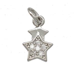 Copper Star Pendant Pave Zirconia Platinum Plated, approx 8-10mm [FD15149]