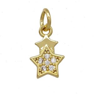 Copper Star Pendant Pave Zirconia Gold Plated, approx 8-10mm [FD15150]