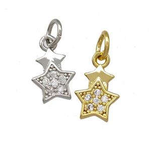 Copper Star Pendant Pave Zirconia Mixed, approx 8-10mm [FD15151]