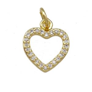 Copper Heart Pendant Pave Zirconia Gold Plated, approx 11mm [FD15156]