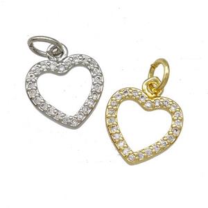 Copper Heart Pendant Pave Zirconia Mixed, approx 11mm [FD15157]