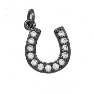 Copper Horseshoes Pendant Pave Zirconia Black Plated, approx 12-13mm [FD15160]