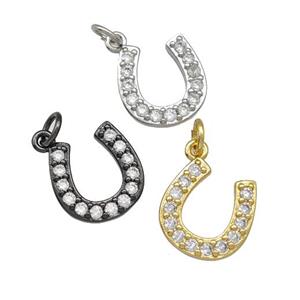 Copper Horseshoes Pendant Pave Zirconia Mixed, approx 12-13mm [FD15161]