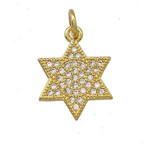 Copper David Star Pendant Pave Zirconia Gold Plated, approx 14mm [FD15163]