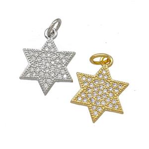 Copper David Star Pendant Pave Zirconia Mixed, approx 14mm [FD15164]
