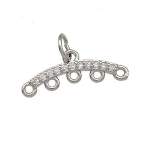 Copper End Bar Pendant Terminals Pave Zirconia Platinum Plated, approx 18mm [FD15165]
