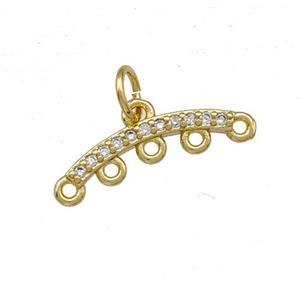 Copper End Bar Pendant Terminals Pave Zirconia Gold Plated, approx 18mm [FD15166]