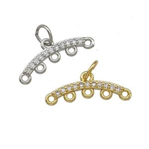 Copper End Bar Pendant Terminals Pave Zirconia Mixed, approx 18mm [FD15167]
