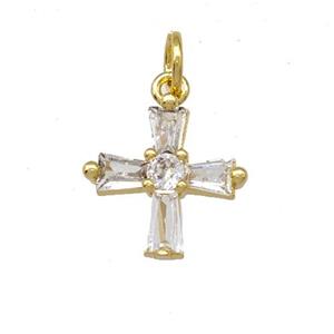 Copper Cross Pendant Pave Zirconia Gold Plated, approx 13mm [FD15169]