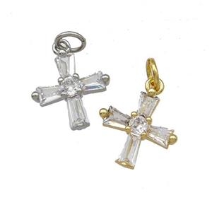 Copper Cross Pendant Pave Zirconia Mixed, approx 13mm [FD15170]