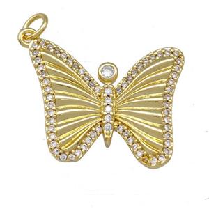 Copper Butterfly Pendant Pave Zirconia Gold Plated, approx 20-22mm [FD15175]