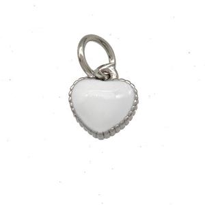 Copper Heart Pendant White Enamel Platinum Plated, approx 6.5mm [FD15179]