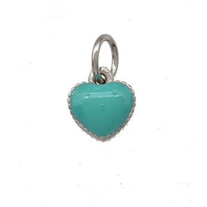 Copper Heart Pendant Green Enamel Platinum Plated, approx 6.5mm [FD15181]