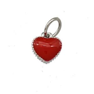 Copper Heart Pendant Red Enamel Platinum Plated, approx 6.5mm [FD15182]