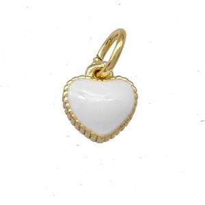 Copper Heart Pendant White Enamel Gold Plated, approx 6.5mm [FD15184]