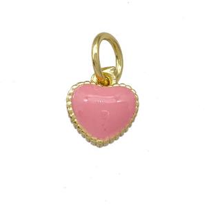 Copper Heart Pendant Pink Enamel Gold Plated, approx 6.5mm [FD15185]