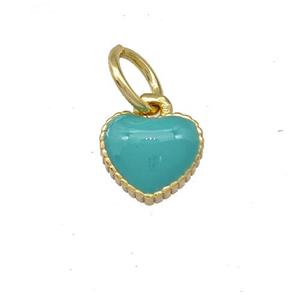 Copper Heart Pendant Teal Enamel Gold Plated, approx 6.5mm [FD15186]